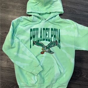 Philadelphia Eagle Graphic Hoodie - Mint Green Tie-Dye